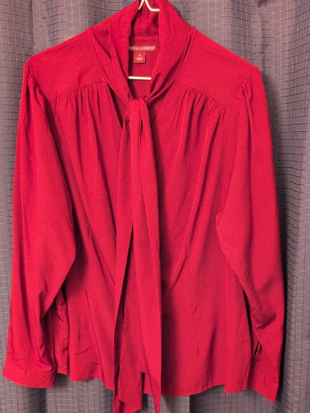 NWOT Jessica London Maroon Tie-Neck Blouse